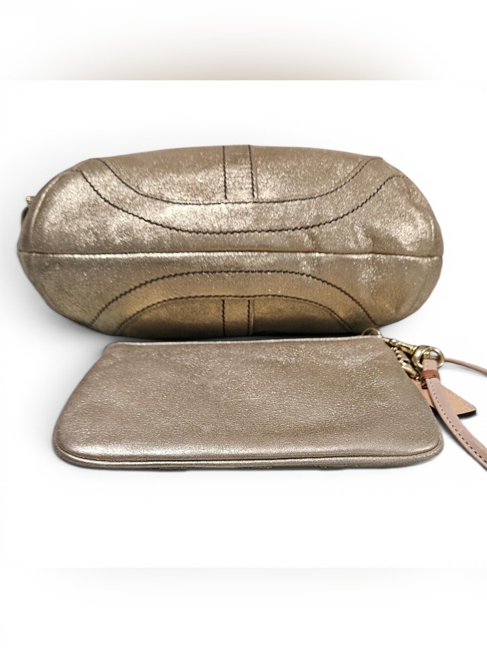 Coach SOHO 2004 Limited Edition Metallic Gold Goat Suede Bag w/Matching Wristlet - Picture 12 of 15
